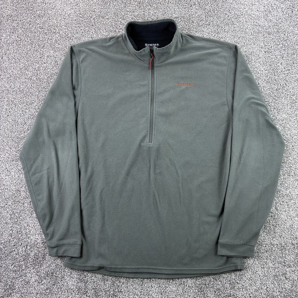 Simms Fleece Pullover Mens Large Gray 1/4 Zip Pullover Fly Fishing Outdoors